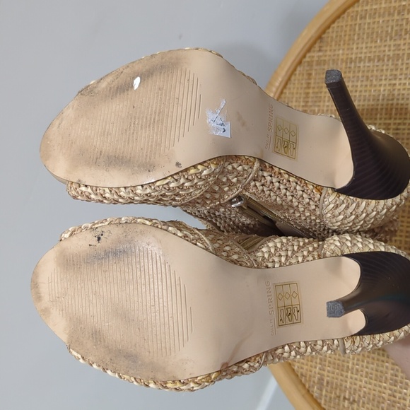 Aldo Call it Spring Woven Fabric Weave Heeled Ankle Booties Tan Women's size 7.5 - Picture 8 of 8